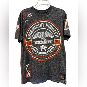 American Fighter Affliction Gray and Orange Short Sleeve Tee Sz.Large